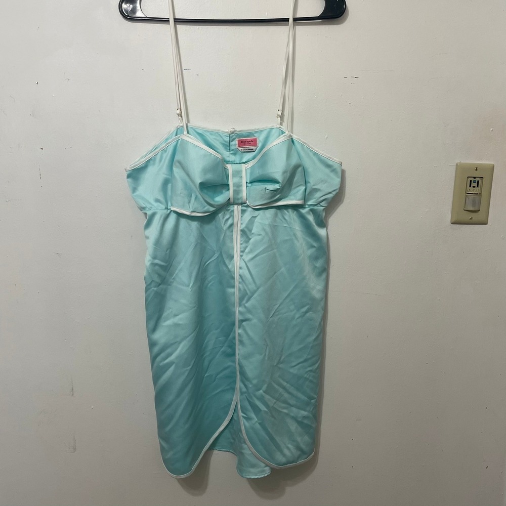 Kate Spade New York Aqua Blue Bow Detail Nightgown Camisole Dress‎ L